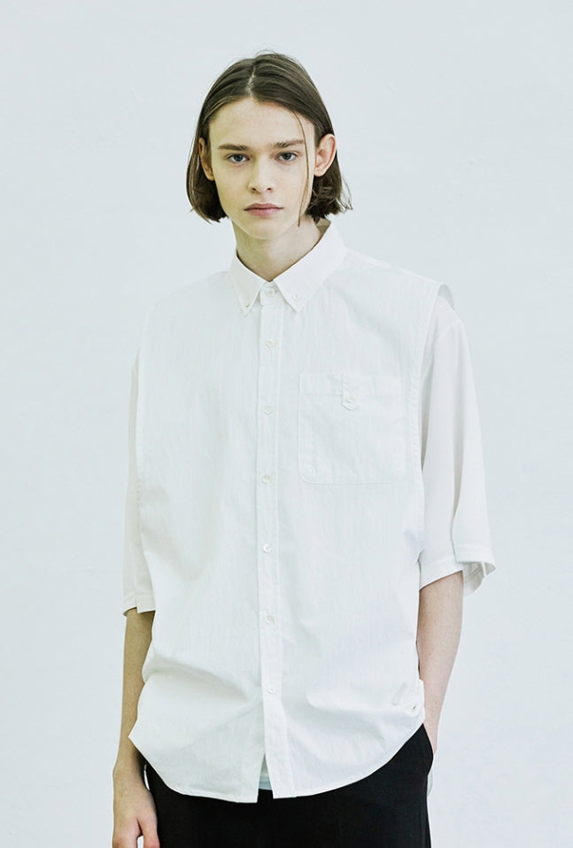 SSY(エスエスワイ) [set] scoop nylon shirt & modal t-shirt white