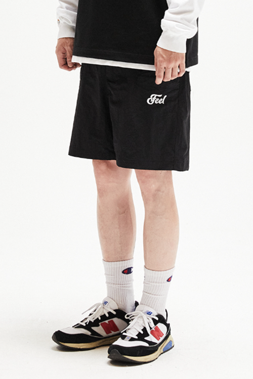FEEL ENUFF (フィールイナフ) Nylon Logo Shorts / Black