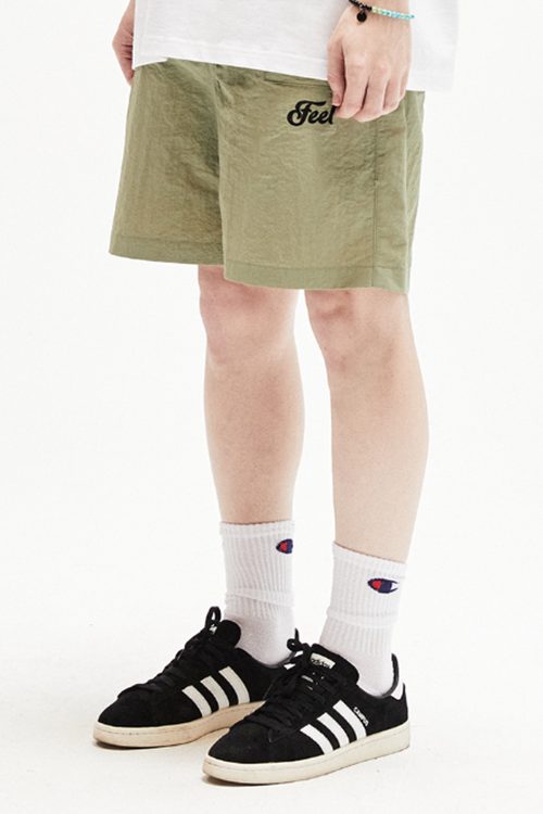 FEEL ENUFF (フィールイナフ) Nylon Logo Shorts / Khaki