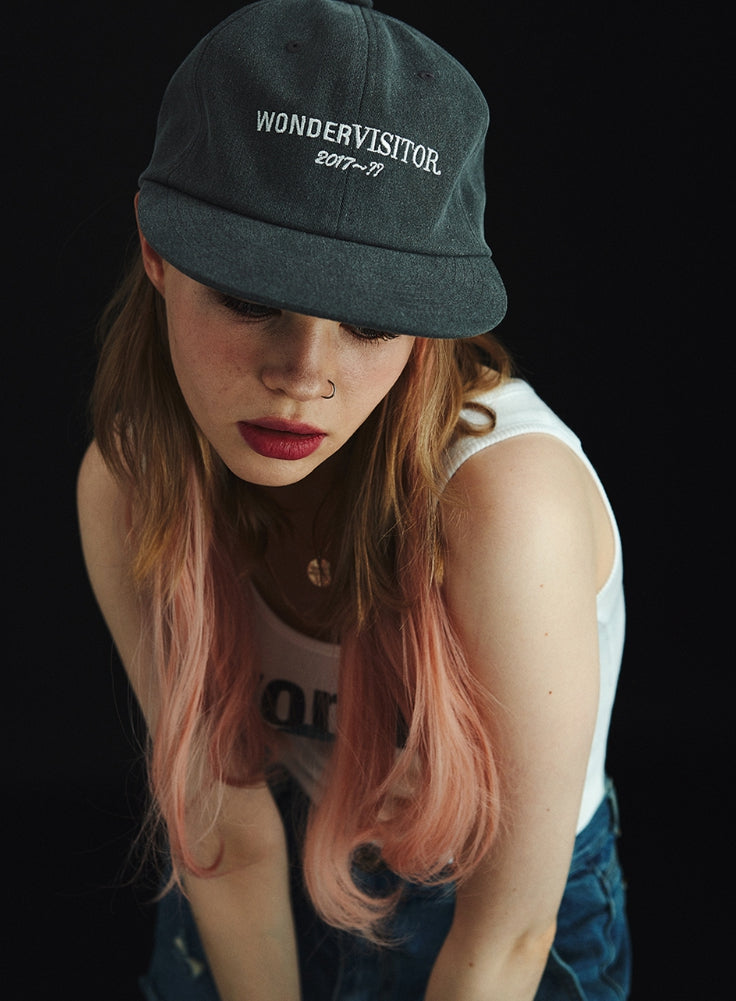 ワンダービジター(WONDER VISITOR)  Logo washing ball-cap [Black]