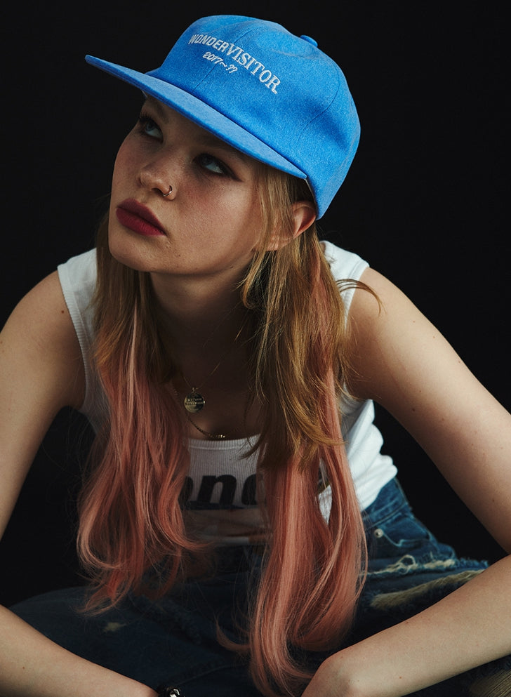 ワンダービジター(WONDER VISITOR)   Logo washing ball-cap [Blue]