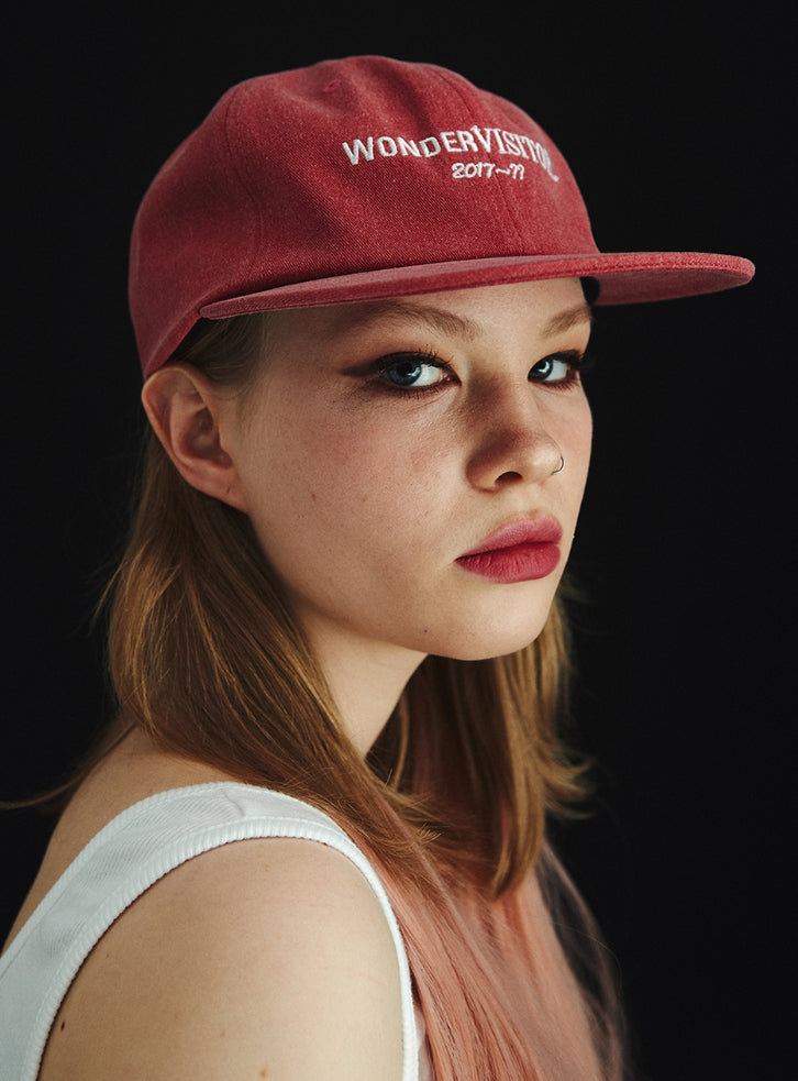 ワンダービジター(WONDER VISITOR)  Logo washing ball-cap [Red]
