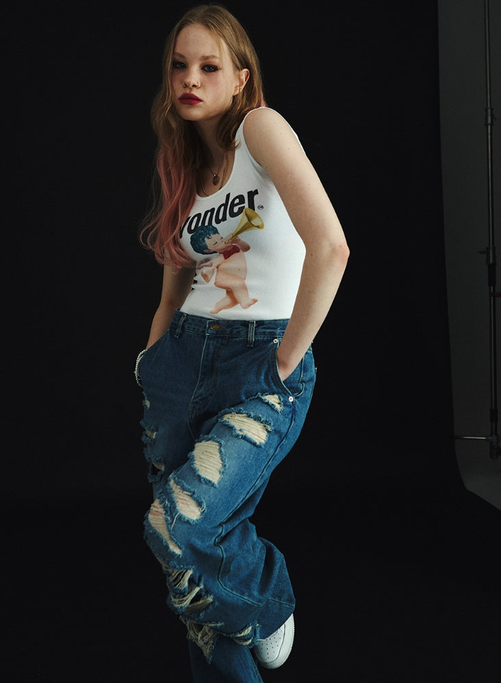 ワンダービジター(WONDER VISITOR)  Punk Angel Scoop Sleeveless [White]