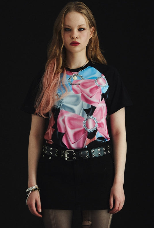 ワンダービジター(WONDER VISITOR)  Cubic Ribbon Raglan T-Shirt