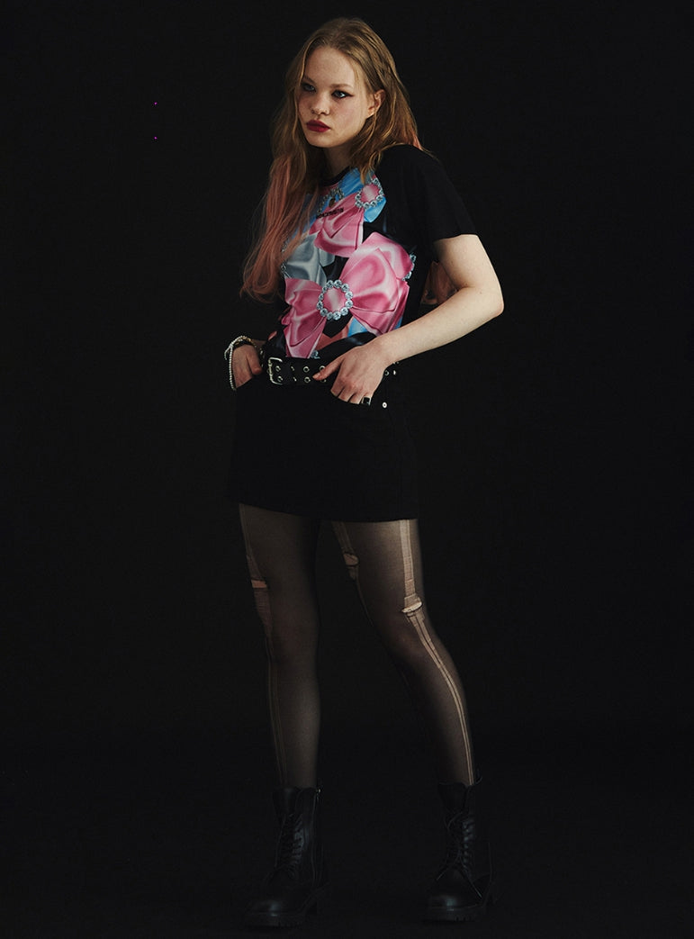 ワンダービジター(WONDER VISITOR)  Cubic Ribbon Raglan T-Shirt