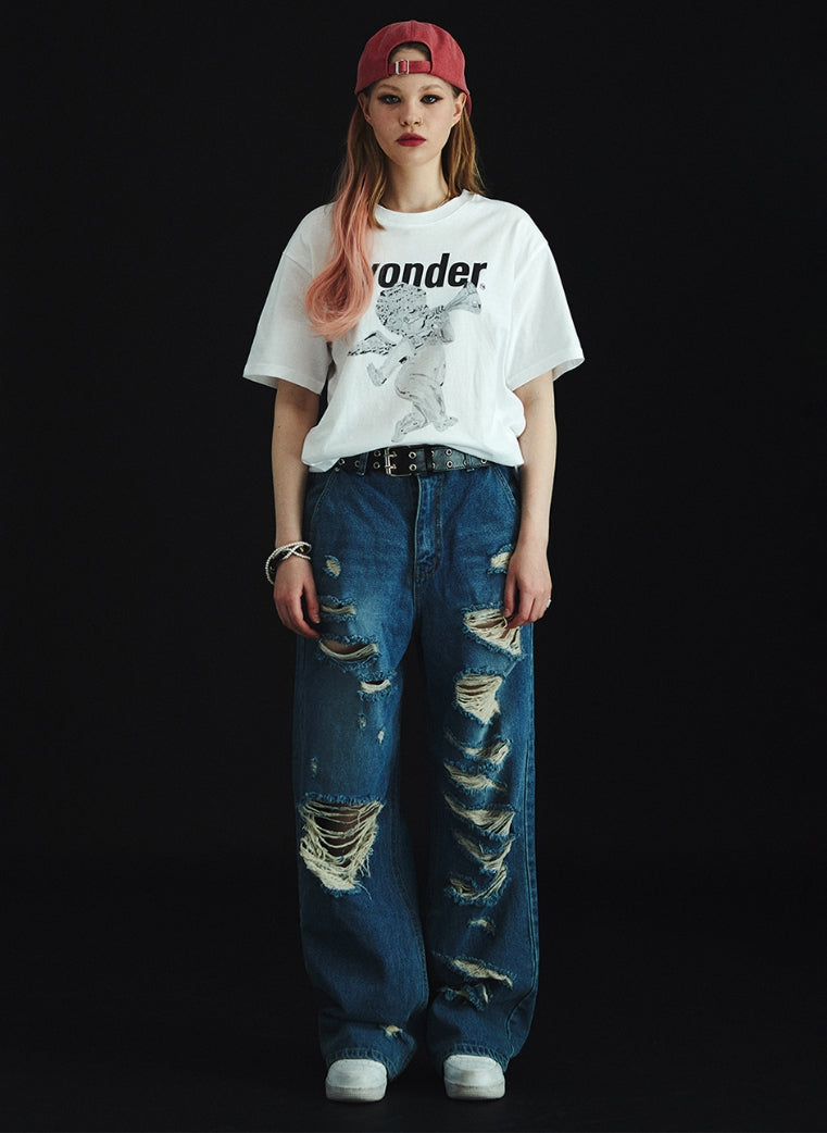 ワンダービジター(WONDER VISITOR)  Chrome-Punk Angel overfit T-Shirt