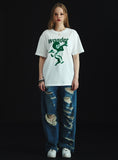 ワンダービジター(WONDER VISITOR) Mono-Punk Angel overfit T-Shirt [WH-green]