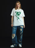 ワンダービジター(WONDER VISITOR) Mono-Punk Angel overfit T-Shirt [WH-green]