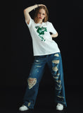 ワンダービジター(WONDER VISITOR) Mono-Punk Angel overfit T-Shirt [WH-green]