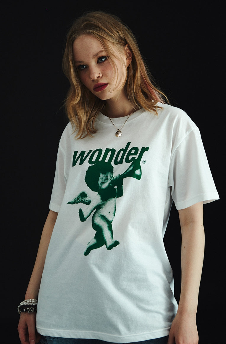 ワンダービジター(WONDER VISITOR) Mono-Punk Angel overfit T-Shirt [WH-green]