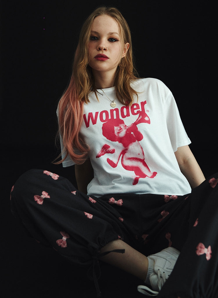 ワンダービジター(WONDER VISITOR)  Mono-Punk Angel overfit T-Shirt [WH-pink]