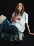 ワンダービジター(WONDER VISITOR) Cubic Ribbon overfit T-Shirt [White]