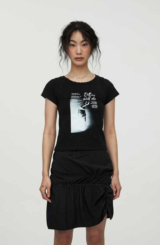 nache(ナチェ) DAMAGE HALF TONE T-SHIRT (UNISEX) - BLACK