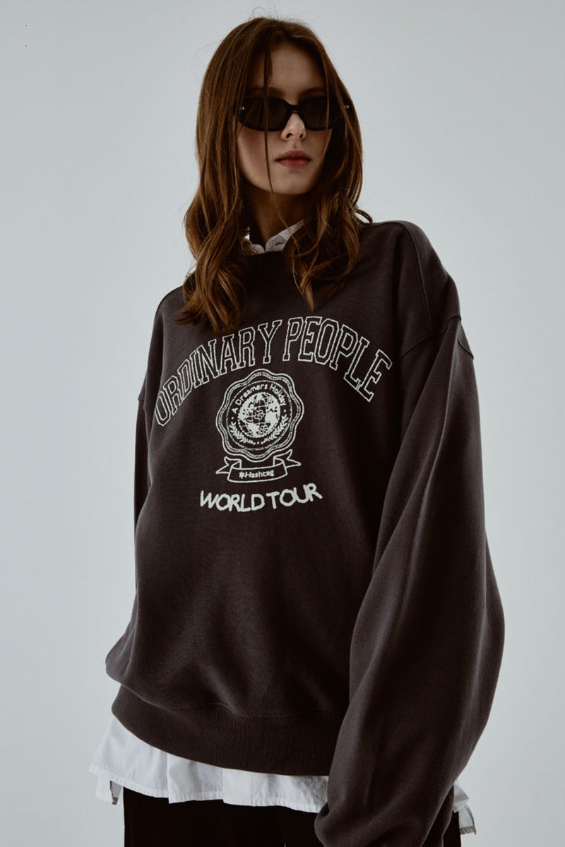 ORDINARY PEOPLE(オーディナリーピープル) COLLEGE ARCH LOGO CHARCOAL SWAEATSHIRTS