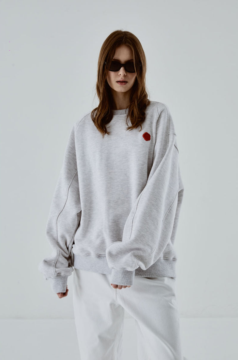 ORDINARY PEOPLE(オーディナリーピープル) SEALING DETAIL MELANGE SWEATSHIRTS