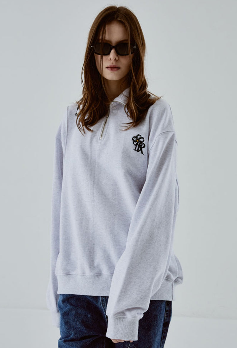 ORDINARY PEOPLE(オーディナリーピープル) HALF ZIP UP MELANGE CREWNECK