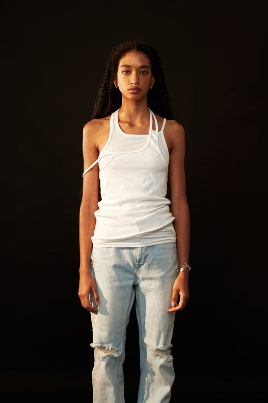 nache(ナチェ) LAYERED COTTON SLEEVELESS - WHITE