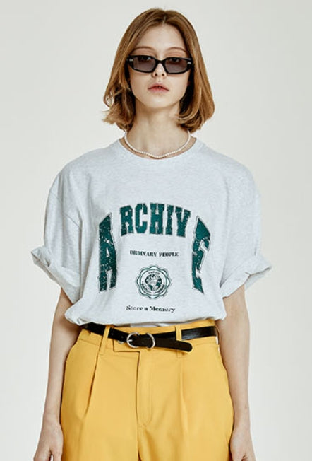 ORDINARY PEOPLE(オーディナリーピープル) COLLEGE ARCH LOGO MELANGE T-SHIRTS