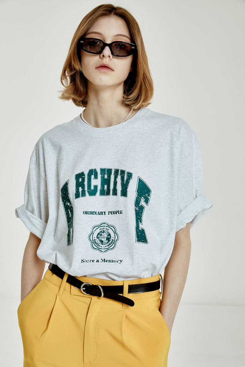 ORDINARY PEOPLE(オーディナリーピープル) COLLEGE ARCH LOGO MELANGE T-SHIRTS