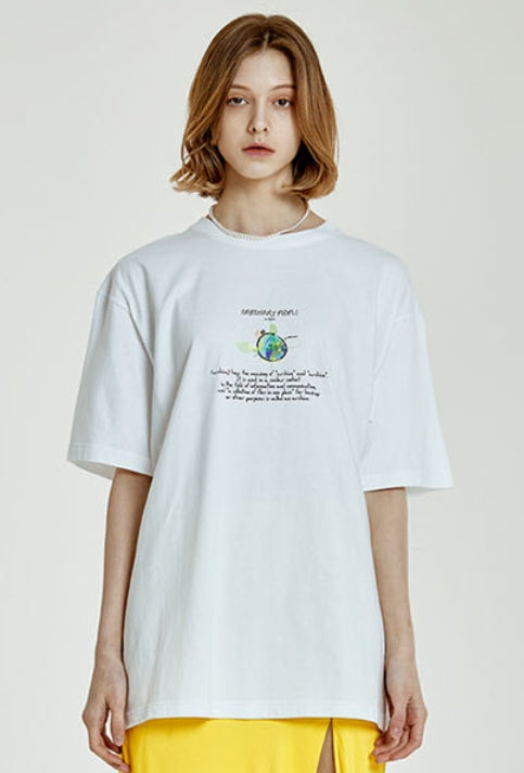 ORDINARY PEOPLE(オーディナリーピープル) EARTH GRAPHIC WHITE T-SHIRTS