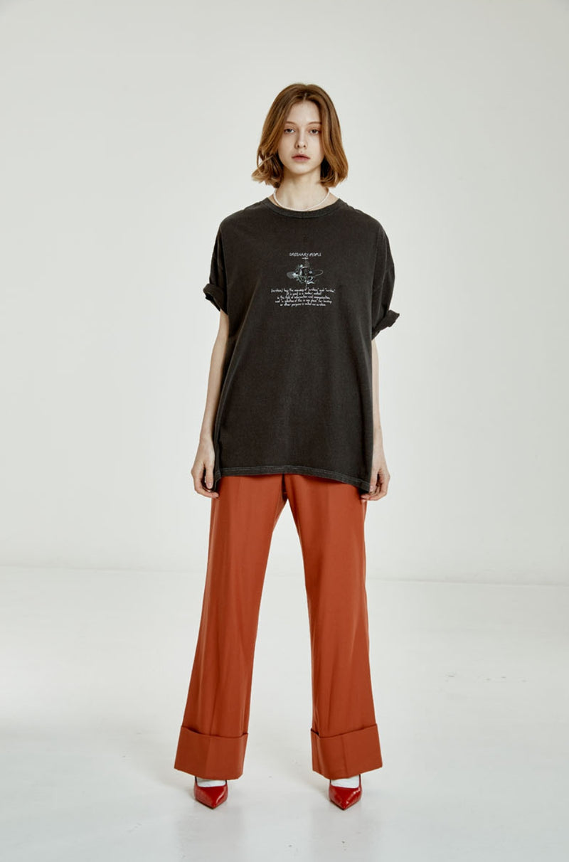 ORDINARY PEOPLE(オーディナリーピープル) GARMENT DYING EARTH GRAPHIC CHARCOAL T-SHIRTS