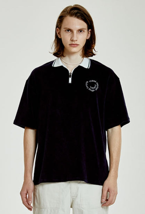 ORDINARY PEOPLE(オーディナリーピープル) NEEDLE WORK LOGO TRRY NAVY SHIRTS