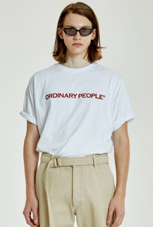 ORDINARY PEOPLE(オーディナリーピープル) ORDINARY CUTTING DETAIL WHITE T-SHIRTS