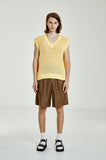 ORDINARY PEOPLE(オーディナリーピープル) SEALING CROCHET V NECK YELLOW KNIT VEST