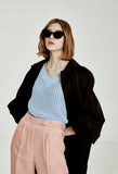 ORDINARY PEOPLE(オーディナリーピープル) SEALING CROCHET V NECK SKYBLUE KNIT VEST