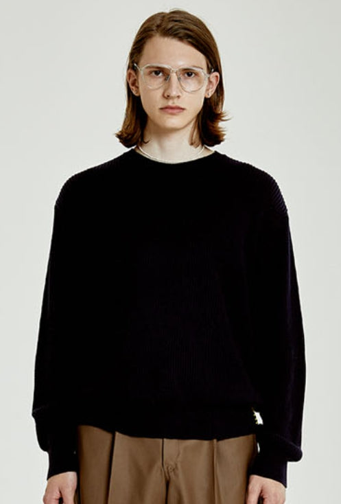 ORDINARY PEOPLE(オーディナリーピープル) COLOR STITCH POINT NAVY KNIT