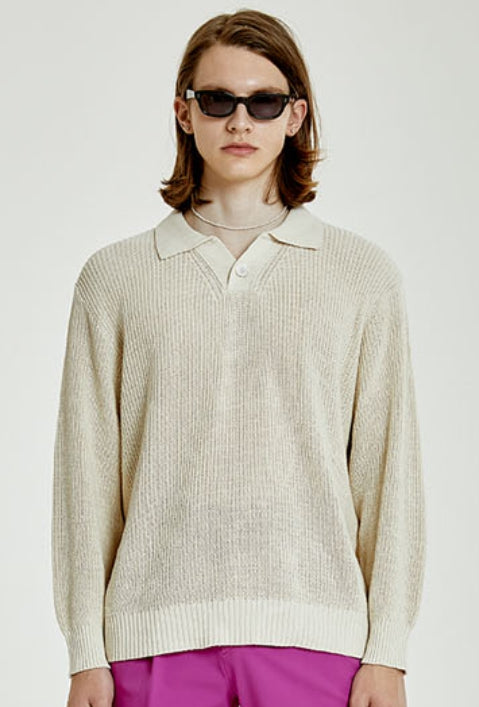 ORDINARY PEOPLE(オーディナリーピープル) COTTON COLLAR IVORY KNIT