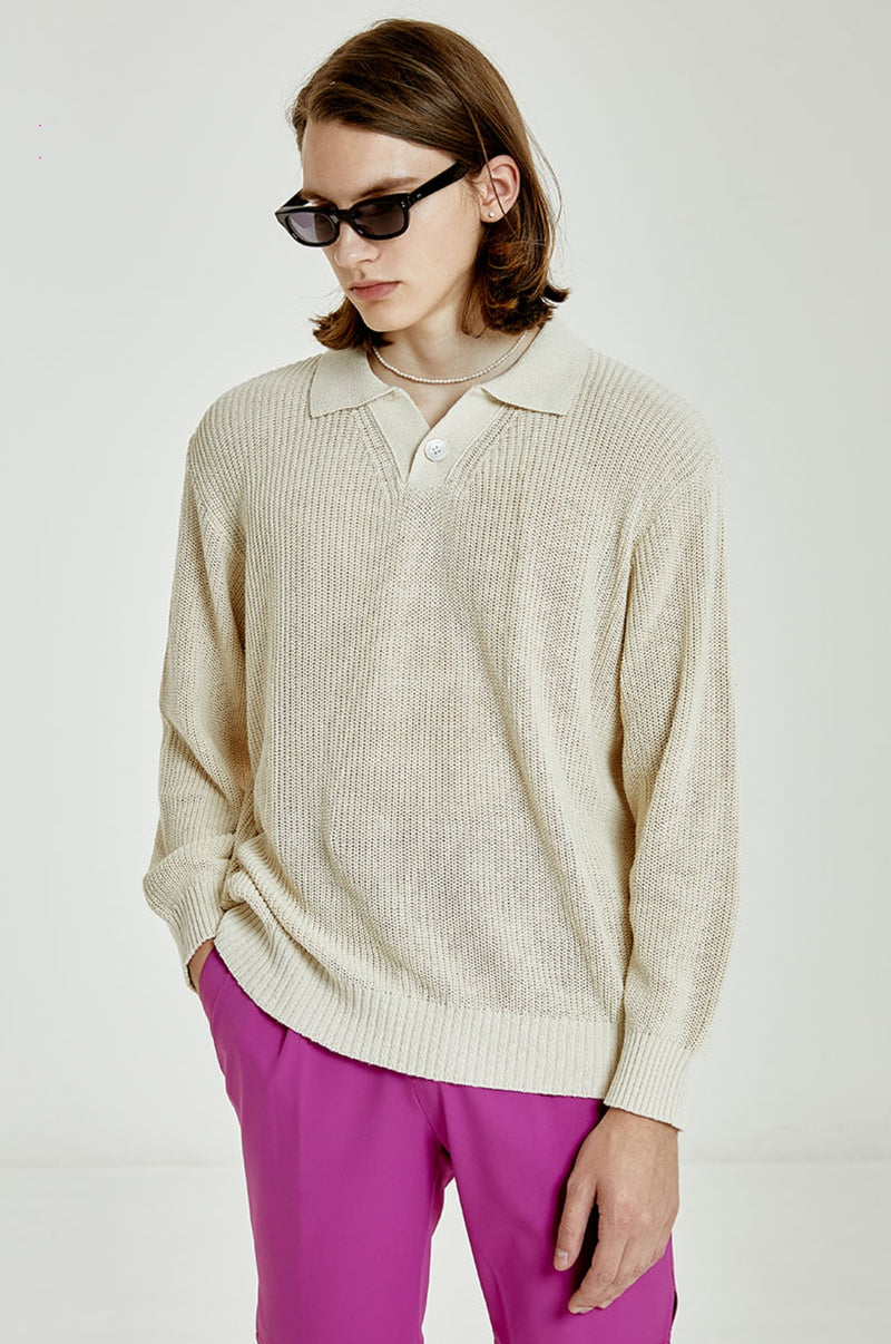ORDINARY PEOPLE(オーディナリーピープル) COTTON COLLAR IVORY KNIT