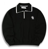 ORDINARY PEOPLE(オーディナリーピープル) HALF ZIP UP BLACK CREWNECK
