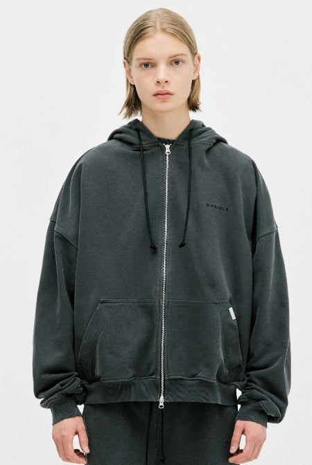 ディープリーク(DPRIQUE)  OVERSIZED FULL ZIP HOODIE - WASHED BLACK