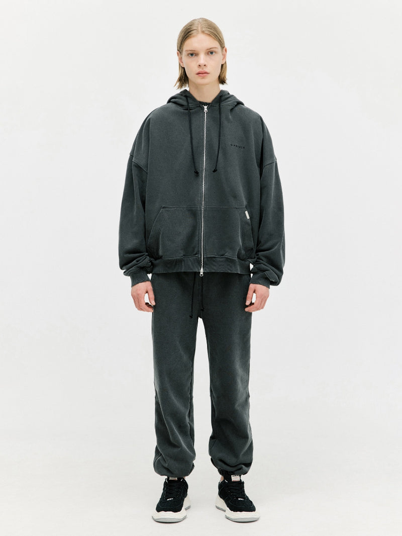 ディープリーク(DPRIQUE)  OVERSIZED FULL ZIP HOODIE - WASHED BLACK