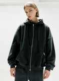 ディープリーク(DPRIQUE)  OVERSIZED FULL ZIP HOODIE - WASHED BLACK