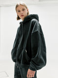 ディープリーク(DPRIQUE)  OVERSIZED FULL ZIP HOODIE - WASHED BLACK