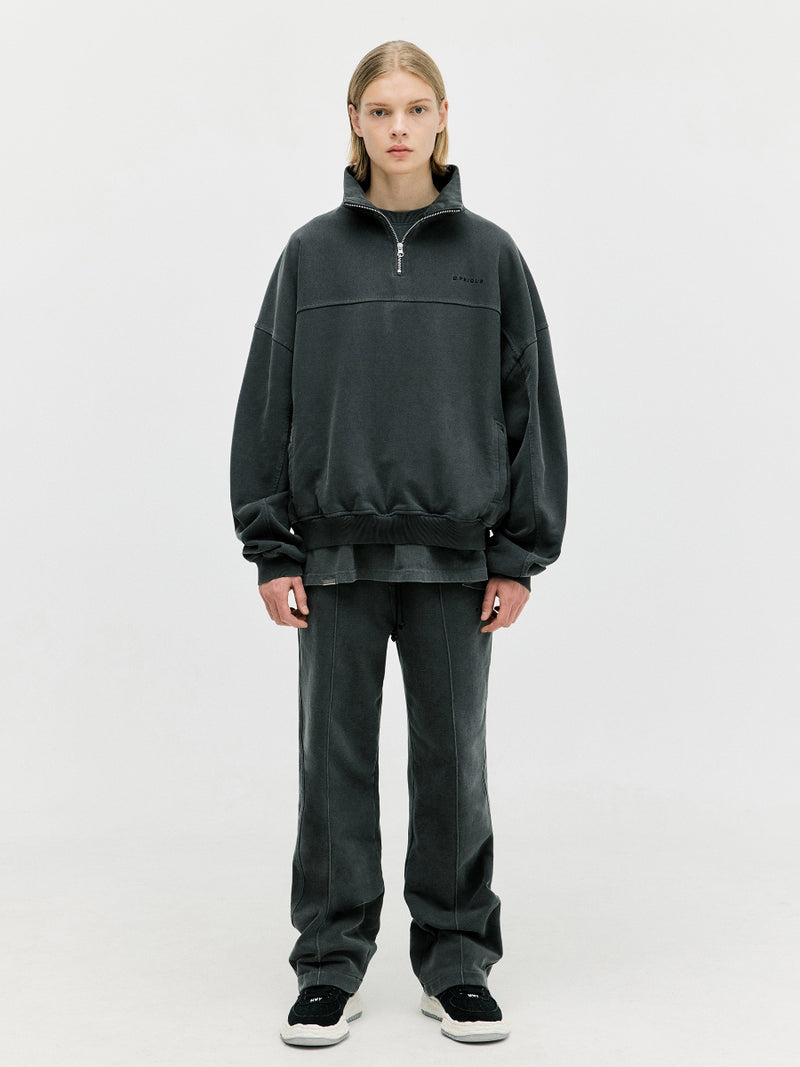 ディープリーク(DPRIQUE) QUARTER ZIP SWEATSHIRT - WASHED BLACK