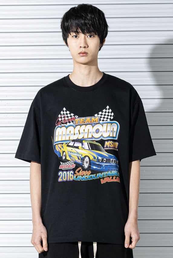 マスノウン(MASSNOUN) RACING CAR OVERSIZED T-SHIRTS MSTTS016-BK