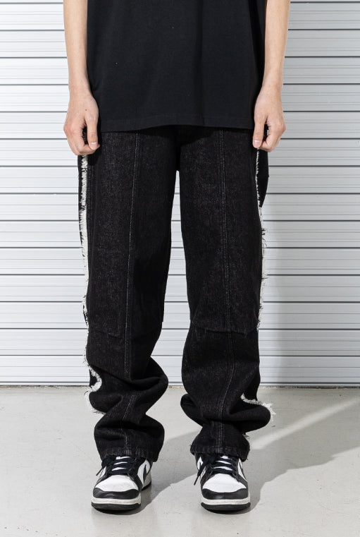 マスノウン(MASSNOUN)  DOUBLE INCISON DENIM PANTS MSTJP001-BK