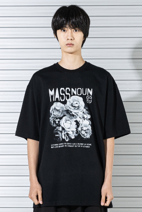 マスノウン(MASSNOUN)  ROSE OVERSIZED T-SHIRTS MSTTS019-BK