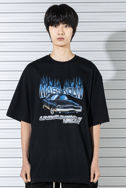 マスノウン(MASSNOUN) DODGE CHALLENGER OVERSIZED T-SHIRTS MSTTS020-BK