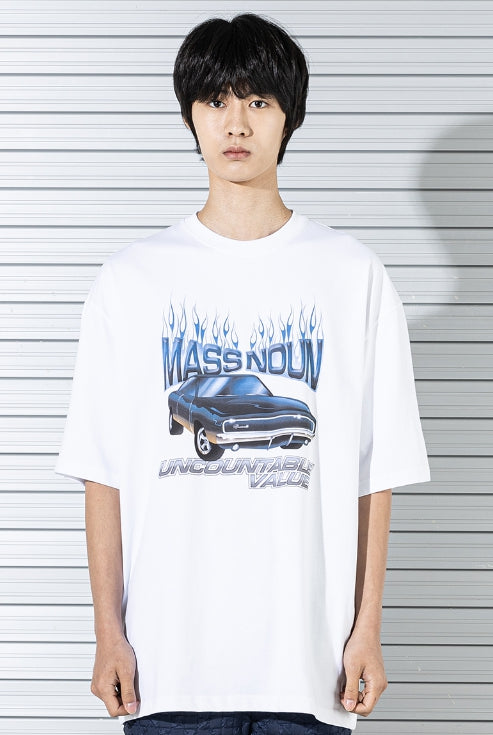 マスノウン(MASSNOUN) DODGE CHALLENGER OVERSIZED T-SHIRTS MSTTS020-WT