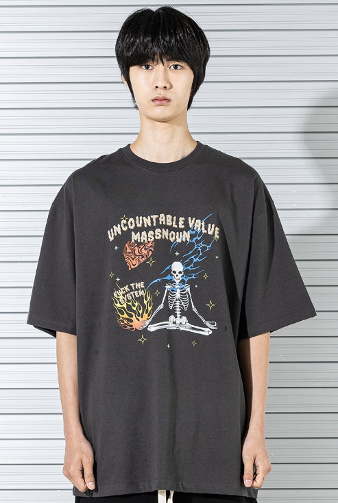 マスノウン(MASSNOUN)  SKULL OVERSIZED T-SHIRTS MSTTS021-DG