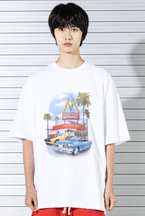 マスノウン(MASSNOUN) IN AND OUT OVERSIZED T-SHIRTS MSTTS022-WT