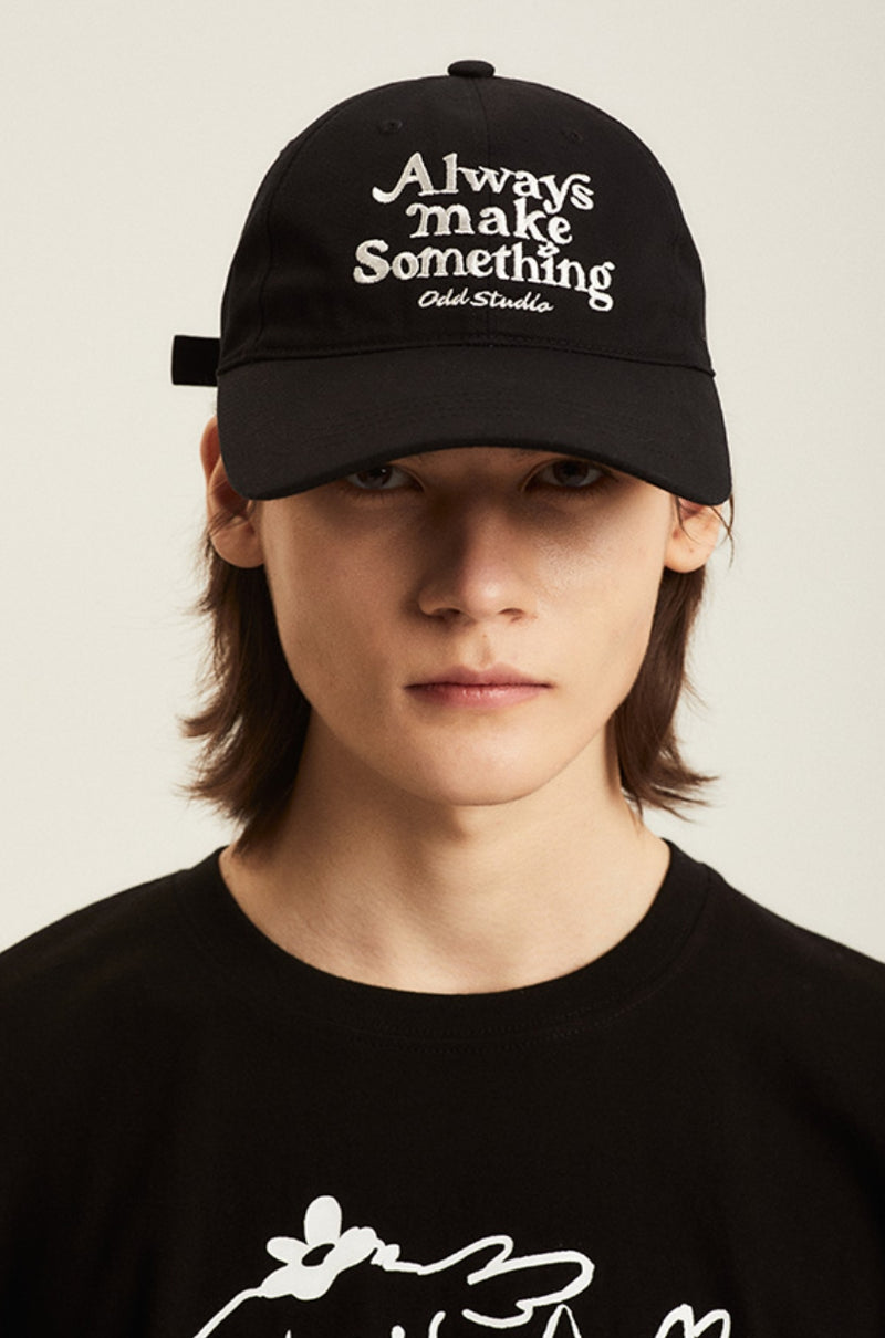 Odd Studio (オッドスタジオ) ALWAYS EMBROIDERED LOGO WASHING BALL CAP - BLACK