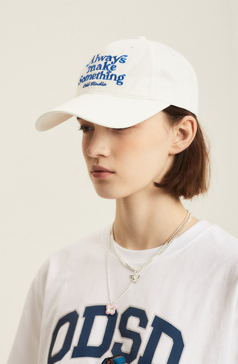 Odd Studio (オッドスタジオ) ALWAYS EMBROIDERED LOGO WASHING BALL CAP - WHITE
