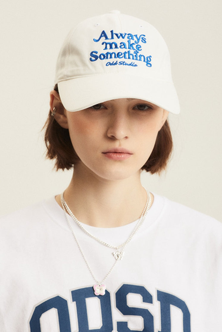 Odd Studio (オッドスタジオ) ALWAYS EMBROIDERED LOGO WASHING BALL CAP - WHITE