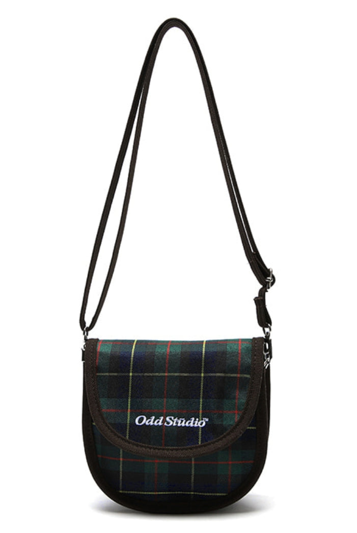 Odd Studio (オッドスタジオ) CHECK MINI ROUND CROSS BAG - GREEN/CHECK