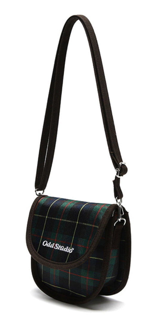 Odd Studio (オッドスタジオ) CHECK MINI ROUND CROSS BAG - GREEN/CHECK